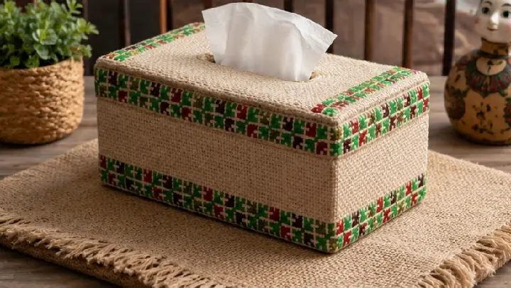 Jute tissue box