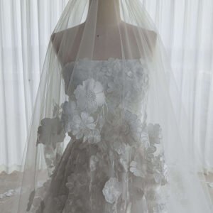 Romantic Floral Lace A-Line Wedding Dress with Long Train