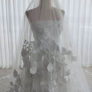Romantic Floral Lace A-Line Wedding Dress with Long Train